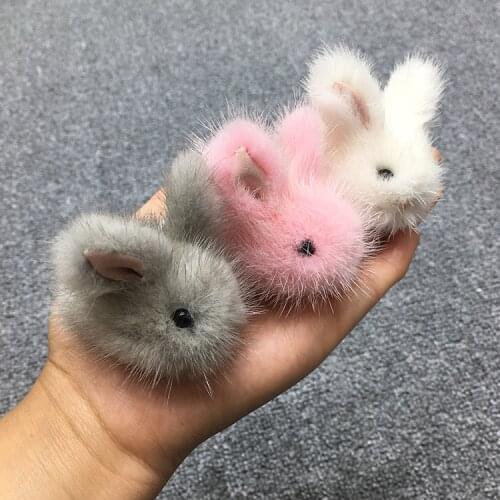 High quality 5CM Kawaii Plush Keychain Cute Mink fur Angora rabbit Long-haired rabbit soft Pendant Handbag Car Key Holder toy