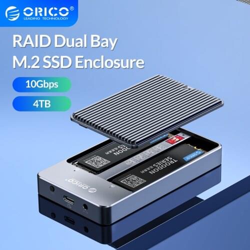 ORICO LSDT RAID Dual Bay M2 SSD Case Support M.2 NGFF SATA SSD Disk For B Key & B+M Key SSD Support PM/RAID 0/RAID 1/JBOD Mode