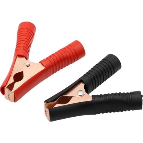 2PCS Hot 100A Car Alligator Clips Battery Clamps Crocodile Clip Red Black Positive Negative 90mm length Red Black