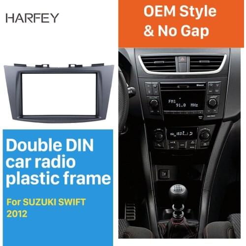 Harfey 2 Din DVD CD Install Dash Bezel Trim Kit Fascia for 2012 Suzuki Swift Auto stereo Panel Kit Fitting Frame DVD Player Fit