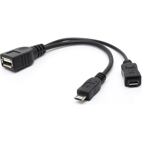 Andriod cellphone Micro USB OTG cable Micro to USB2.0 Female OTG cable with extra micro usb female power cable for mobile phone