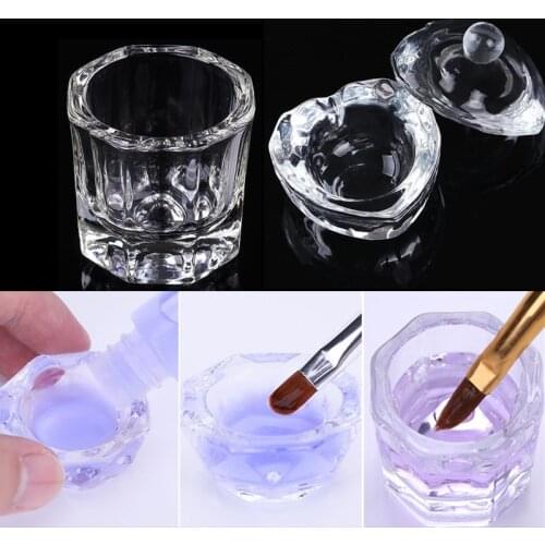 1Pc Crystal Nail Acrylic Liquid Glass Container For Acrylic Nails Dappen Dish Bowl Cup Holder Manicure Nail Art Tools