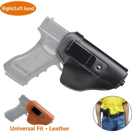 Leather Tactical Universal Gun Holster Belt Clip Right/Left Hand IWB Concealed Pistol Holster Case for Glock 17 19 22 Beretta