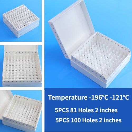 5Pcs 81/100 Wells Cryovial Stand Cryo Tube Box Premium Cardboard Freezer Boxes Suitable for 1.5/1.8 Cryopreservation Tubes