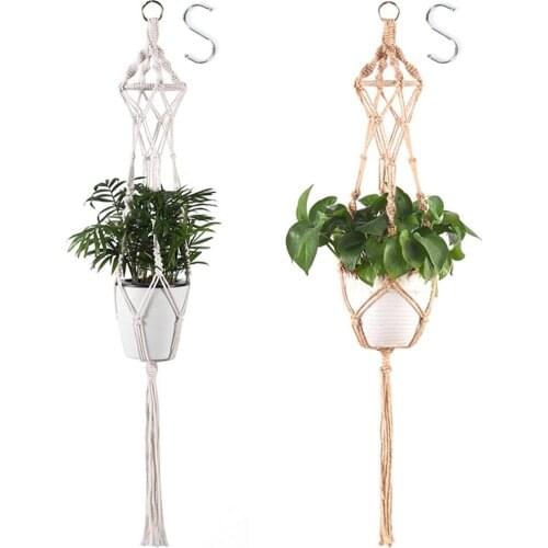 Flower Pot Bracket Flowerpot Net Bag Home Decoration Fringed Plant Hanger 2pcs Household Supplies Home Decors Lace Plant Hanger