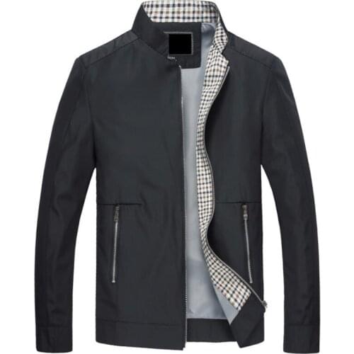 2018 Spring Autumn Slim Fit Thin Stand Button Casual Male Short Jacket Men Windbreaker Jacket Coat Blue black