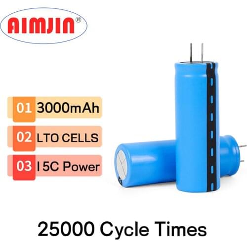 2.4V 3000mAh LTO 23680 Lithium Titanate Cell 15C Power Rechargeable Low Temperature Battery Cells 25000 Cycle Times