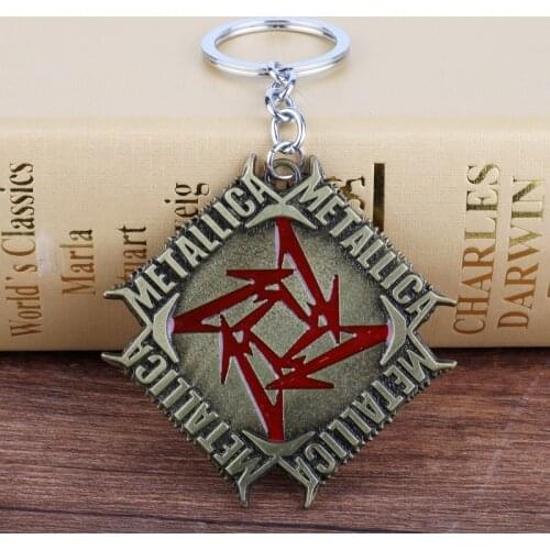 Rock Music Band Key Chain Metallicas-Letter Metal Alloy Key Ring Wholesale Trendy Keyring Llavero Car Keychain Accessories
