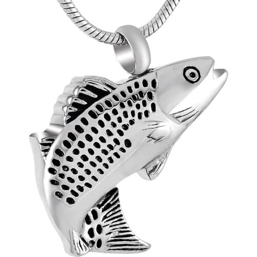 MJD9236 Fresh Water Fish Stainless Steel Cremation Jewelry Memorial Urn Necklace Funnel Filler Kit