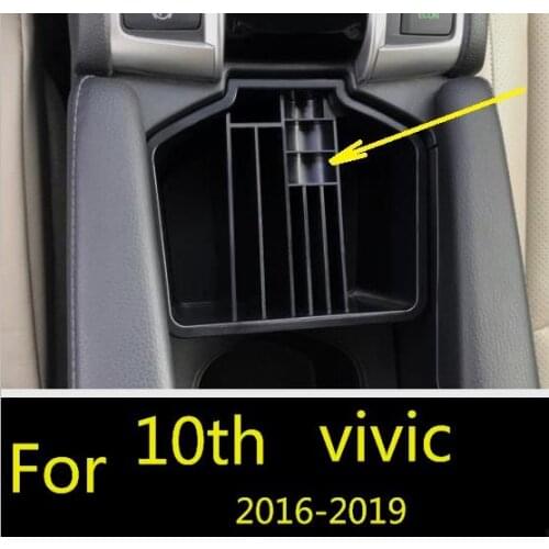 Multi-function car storage box abs car center armrest cellphone card storage box For Honda civic (10th) 2016-2019