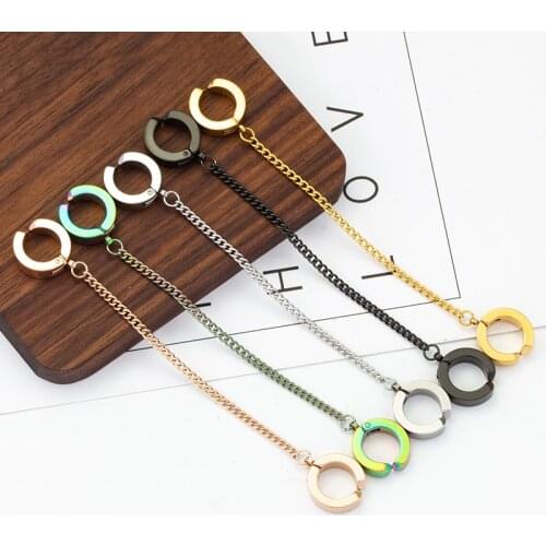 Colour Black Rose Gold Stainless Steel Clip-on Fake Earrings Non-piercing Earcuff Ear Clip Earrings Without Piercing Punk Jewelr