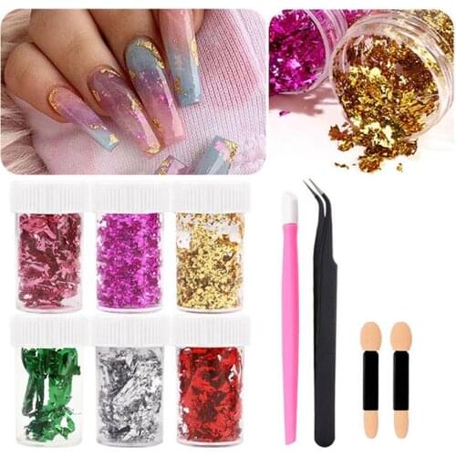 Kapmore Nail Flakes Kit Fashion Decorative Double-sided Nail Art Sequins DIY Nail Charm Manicure Kit for Women Girls