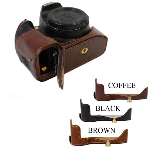 New PU Leather Video Camera Bag Half Body for Nikon D3200 D3100 Bottom Cover Coffee Brown Black