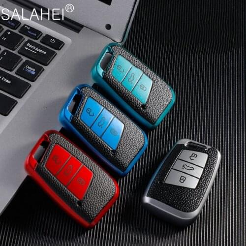 Newly PC+Leather TPU Car Key Cover Case for VW Volkswagen Magotan Passat B8 Skoda Superb Kodiaq A7 Smart Keychain Remote Protect
