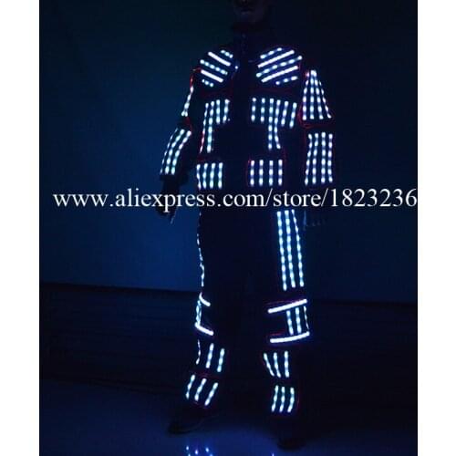 Wholesale 2 Pcs Led Luminous Colorful Ballroom Costume Stage Performance Props Clothes Dance Wear For Party KTV Nightclub Show