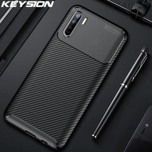 KEYSION Shockproof Case For OPPO A91 A31 A8 F15 A5 A9 2020 Carbon Fiber Texture Cover For Realme X50 Find X2 Reno 3 Pro 2 2F 2Z