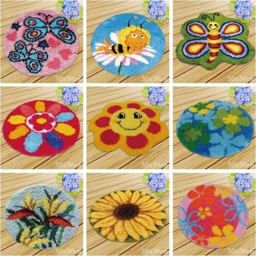 Sun flower Button Package Latch Hook DIY Carpet Embroidery Flowers Do It Yourself Foamiran Carpet Latch Hook Cushion Kits