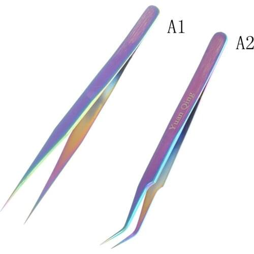 Stainless Steel Rainbow Colorful Tweezer Rhinestone Picker Tool Straight Or Curved Tweezer DIY Electronics Tools Repair Tools