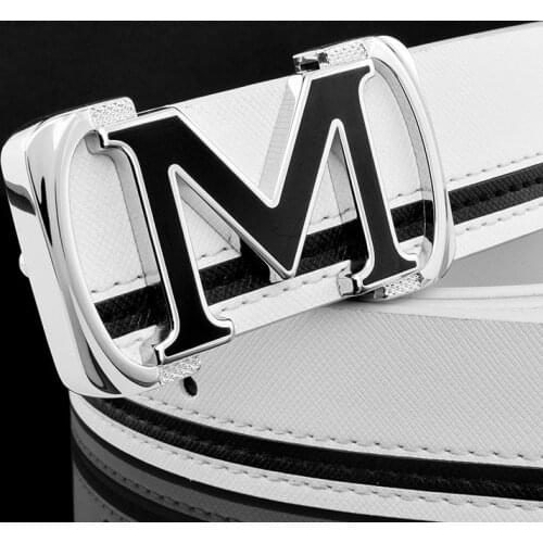 Casual white mens belt M genuine leather belt fashion luxury brand fancy vintage jeans waist belt cintos para hombre marca