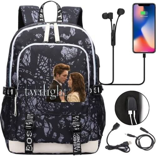 Twilight Backpack Women Men Multifunction USB Charging Laptop Backpack School Travel Bags for Boys Girls