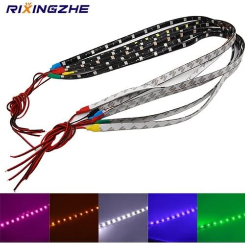 10pcs 30cm 60cm colorful LED Strip led Light 30 LED 5050 15 SMD Flexible Strip Light Auto Decorative Lamp Tape Running Lamp 12v