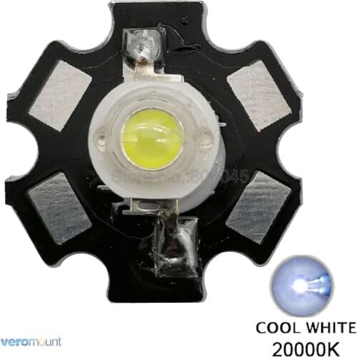 10PCS 3W Cool White High Power LED Bead Emitter DC3.6-3.8V 700mA 160-180LM 20000K with 20mm Star Platine Heatsink