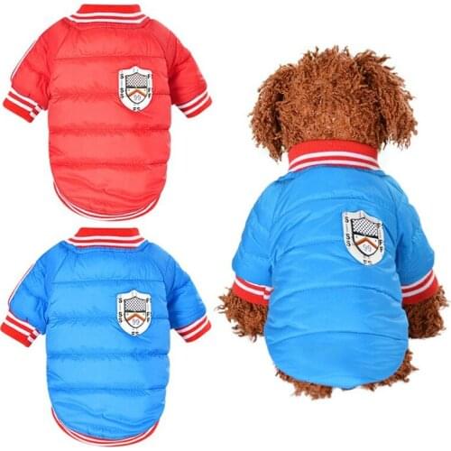 Pet Autumn Winter Warm Printed Cotton Padded Hooded Jacket Dog Clothes Puppy Thickening Solid Color Hoodie Dog Costume