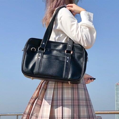 College Style Japanese Fashion Young Girl PU JK Uniform Shoulder Bag Student Portable Handbag Cosplay Solid Color DK Totes