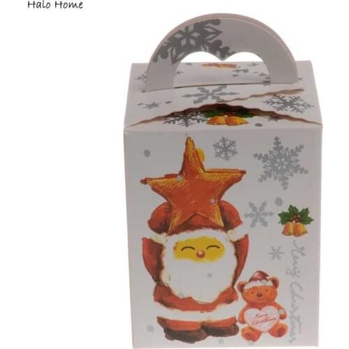 High Quality Party Decoration Biscuit Box Merry Christmas 5 Pcs Santa Claus Promotions Paper Candy Gift Cake Box 9x9x16cm
