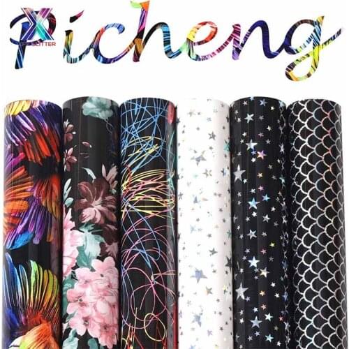 XFX HTV Free Shipping Cricut Vinyl 6 Pieces 12X10"IN Flower Pattern Heat Transfer Vinyl Iron on HTV Butterfly Premium HTV DIY