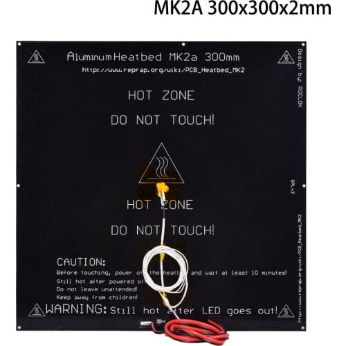 3D Printer Parts MK2A Heatbed 300*300*2mm Black PCB Heated+LED+Resistor+Cabel+100K Ohm Thermistors RepRap RAMPS 1.4 MK2B