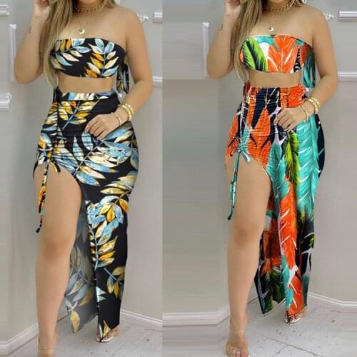 Womens printed skirt suit plus size skirt printed two-piece suit new skirt women