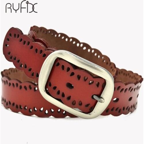 2021 genuine Leather Lady Hollow Flora Flower Waist Belt Fashion Brown Lady Belt For Dresses Jeans BL301
