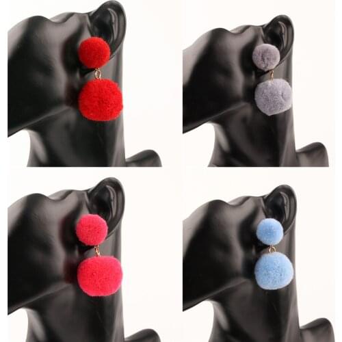 1pair Colorful Small And Big Pompons Earrings For Women Accessories Parry Jewelry Trendy Design Party Gifts