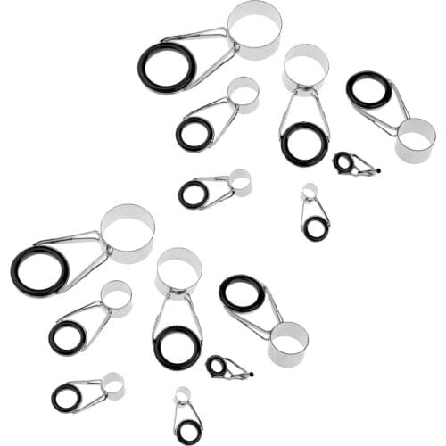 14Pcs Fishing Rods Guide Tips Fishing Casting Rod Guides Eye Repair Kit