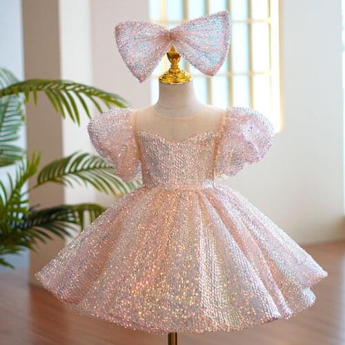 2021 summer princess dress western style girl dress child princess fluffy gauze skirt flower girl wedding dress performance cost