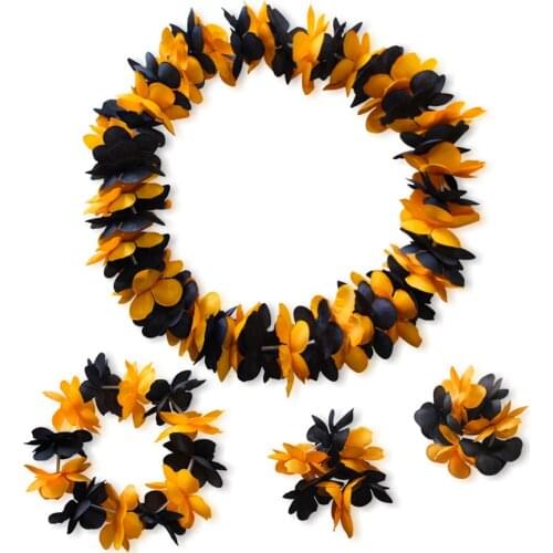 4pcs/set Fashion Summer Hawaiian Flower Necklace Halloween Headband Bracelets Leis Garlands Chirtmas Party Artificial Decoration