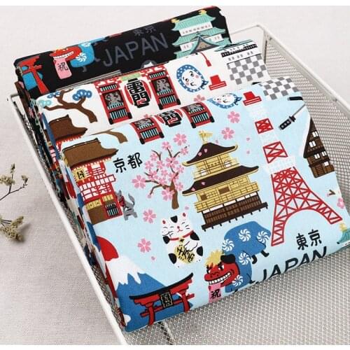 45cm*110cm/Piece, Cartoon City Impression Hemp Printing Cloth, Clothing Tablecloth, Curtain Puppet Fabric, DIY Handmade Material