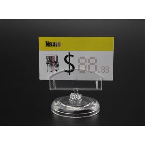50pcs Clear New PC Rotatable POP Supermarket Sign Card Holder Price Tag Display Name Card Display Holder Table sign clip stand