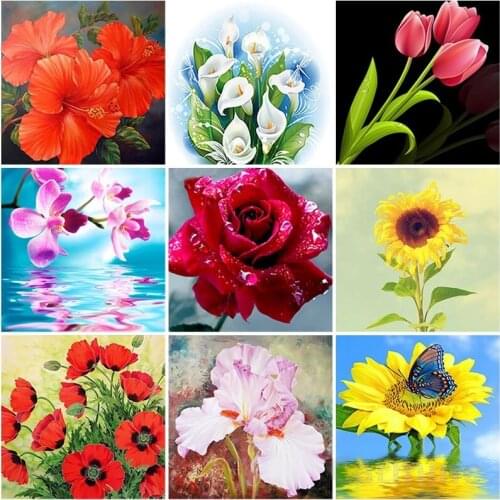 Fresh Flower DIY 5D Diamond Painting Rose DIY Cross Stitch Embroidery Mosaic Picture Full Round&Square Drill Home Decoration