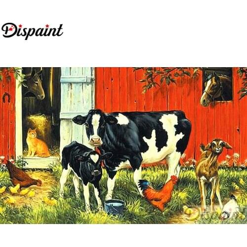 Dispaint Full Square/Round Drill 5D DIY Diamond Painting "Animal cow" Embroidery Cross Stitch 3D Home Decor A11786