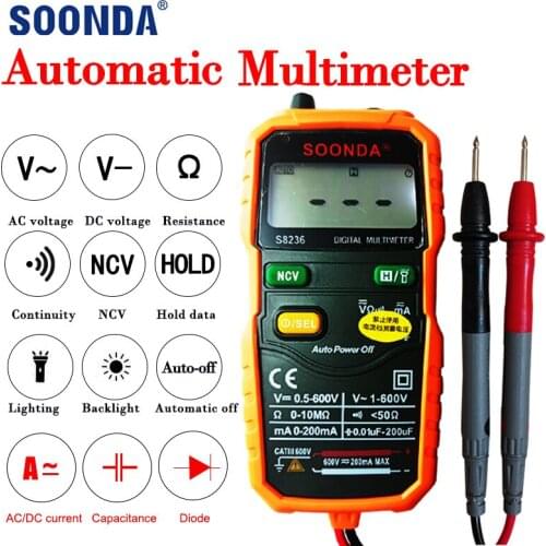 Automatic Digital Multimeter Auto Range Backlight NCV AC/DC Voltage Ohm Test Tool Smart Auto Range Backlight LCD display