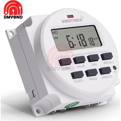 AC 110V 220V DC 6V AC DC 12V 24V 16A Digital Weekly Timer Smart Switch TM618N-2 Time Control 7 Days Programmable Switch Counter