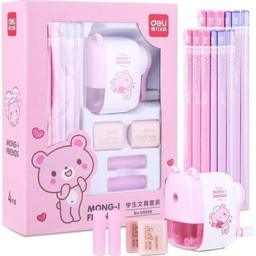 Deli student stationery gift box set student learning supplies pencil, pencil sharpener, rubber student learning supplies gifts