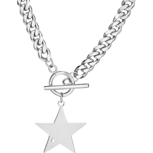 Elegant Stainless Steel Star Link Chain Necklace for Women mujer Golden Fashion Choker Necklace Jewelry Gift 2021 Girl