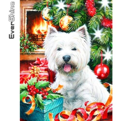 Evershine 5D DIY Diamond Embroidery Dog Craft Kit Christmas Diamond Painting Animal Cross Stitch Mosaic Home Decor Gift