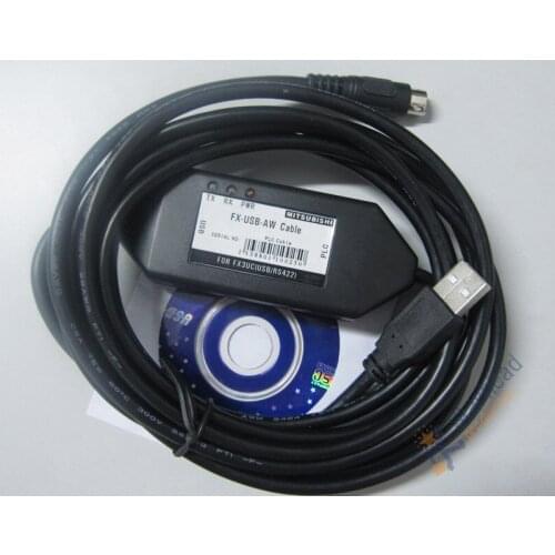 FX-USB-AW Programming cable for Mitsubishi FX3U PLC USB/RS422 FXUSBAW Win7 Win10