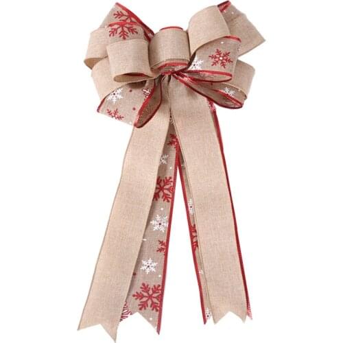 Wreaths Bows Christmas Decoration Double-layer Burlap Xmas Tree Hanging Ornament Double Fine Linen Splice Striped