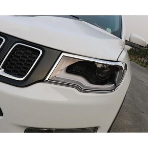 ABS chrome front headlight lamp cover trim for Jeep Compass 2017 2018 2019