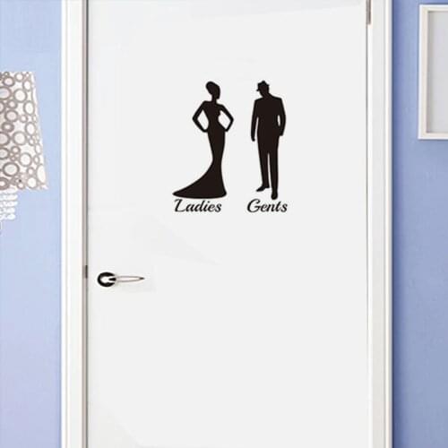 Creative Ladies and Gents wall sticker for bathroom decoration vinyl home decals waterproof poster WC door stickers Toilet sign